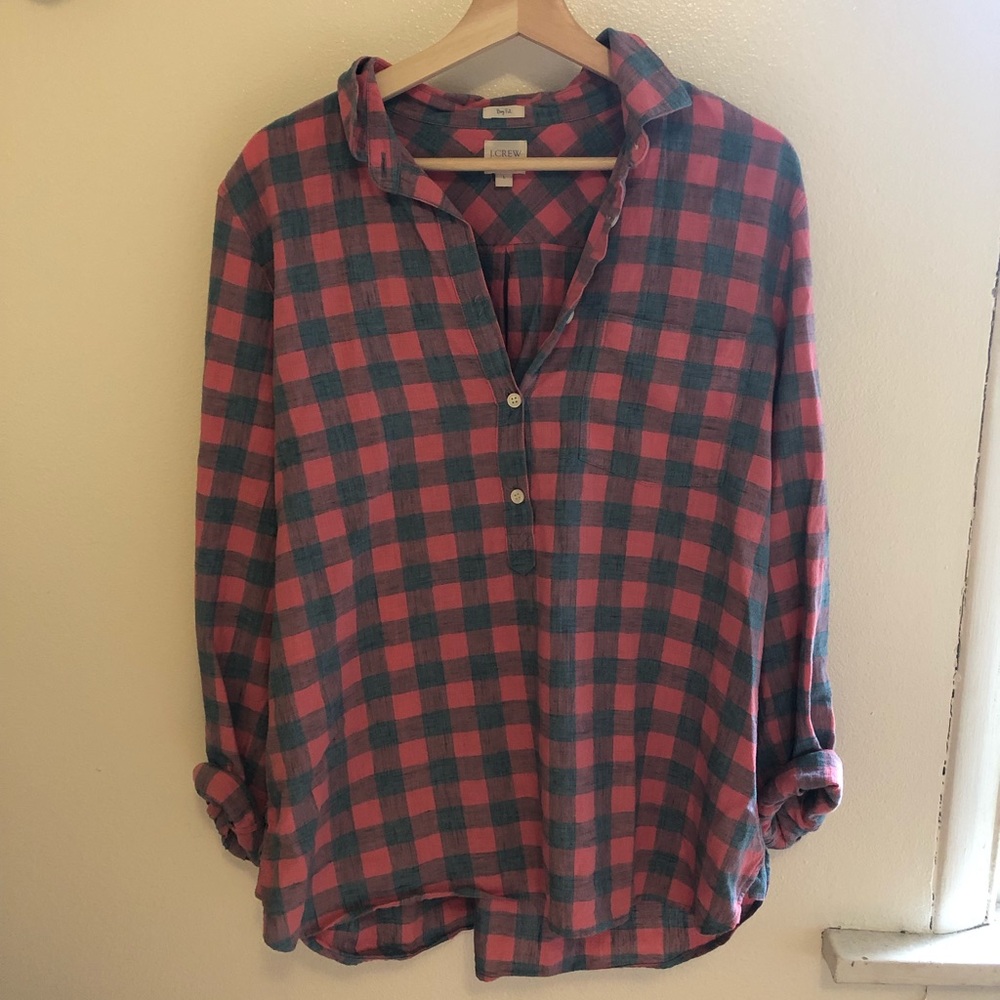 J Crew Flannel Popover - L